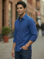 RAY LIGHT Men's Essential Solid Formal Shirt – Spread Collar & Functional Chest Pocket