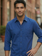 RAY LIGHT Men's Essential Solid Formal Shirt – Spread Collar & Functional Chest Pocket