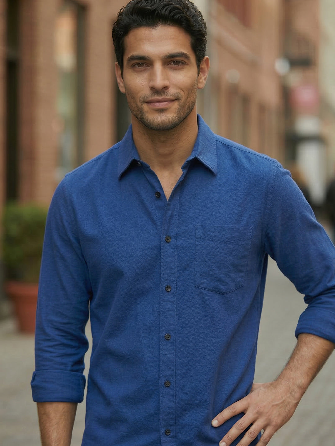 RAY LIGHT Men's Essential Solid Formal Shirt – Spread Collar & Functional Chest Pocket