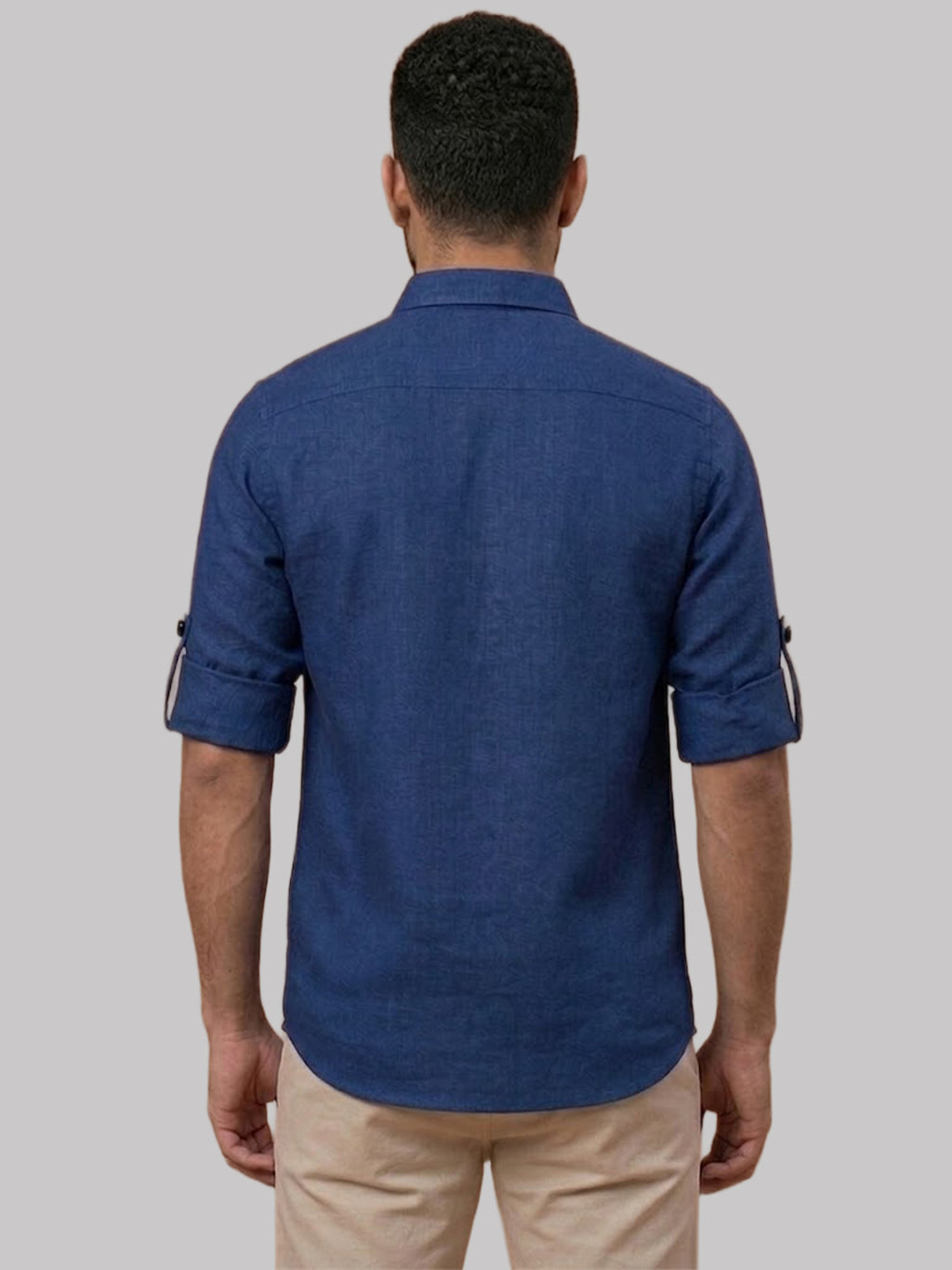 RAY LIGHT Men's Essential Solid Cotton Short Kurta – Sky Blue with Roll-Up Sleeves