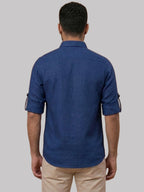RAY LIGHT Men's Essential Solid Cotton Short Kurta – Sky Blue with Roll-Up Sleeves