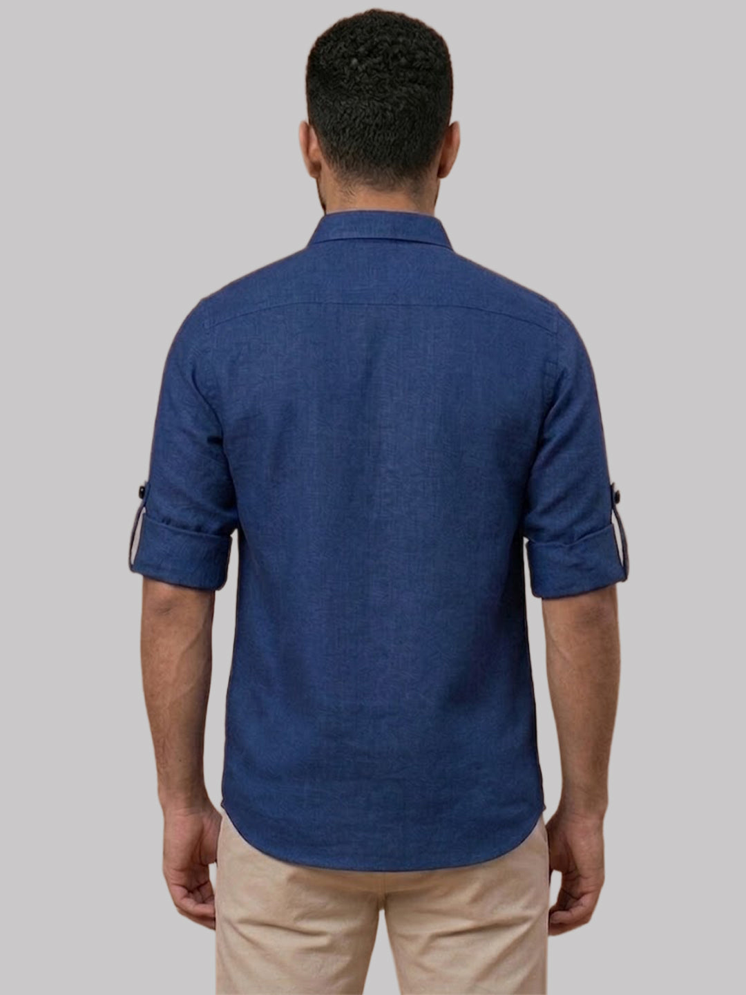 RAY LIGHT Men's Essential Solid Cotton Short Kurta – Sky Blue with Roll-Up Sleeves