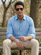 RAY LIGHT Men's Classic Core Solid Formal Shirt – Spread Collar with Functional Chest Pocket