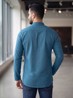 RAY LIGHT Men's Essential Solid Cotton Short Kurta – Royal Blue with Cuffless Sleeves