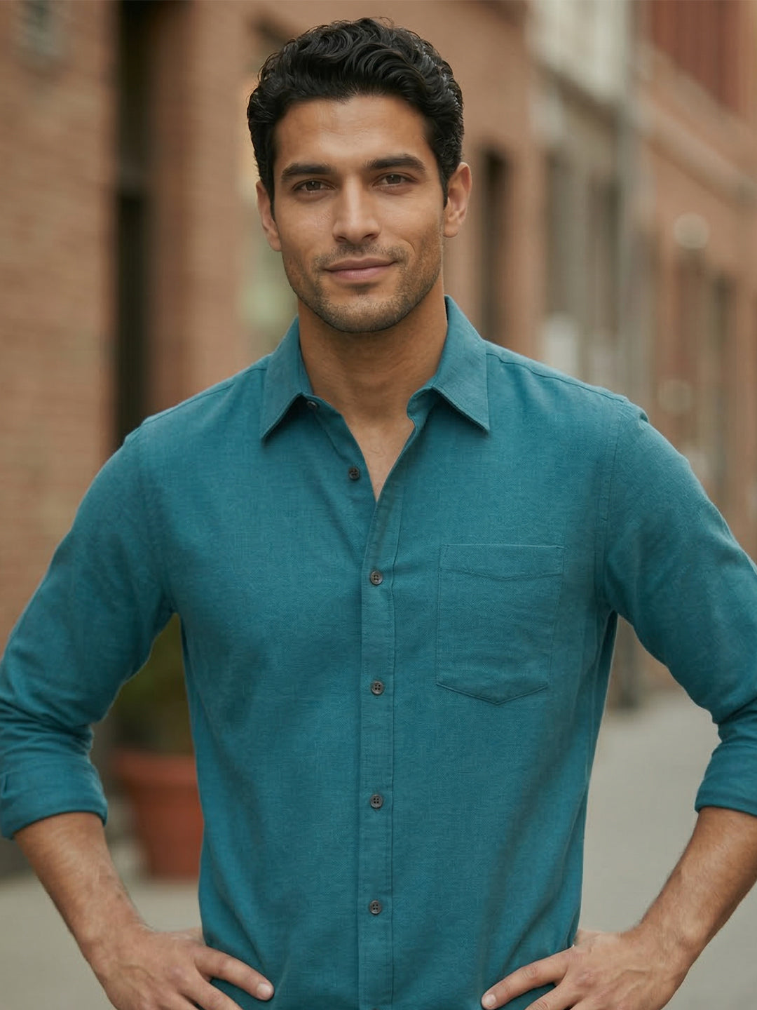 RAY LIGHT Men's Classic Core Solid Formal Shirt – Spread Collar with Functional Chest Pocket