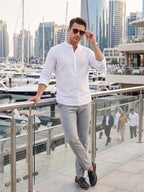 RAY LIGHT Men's Textured Dobby Pure Cotton Short Kurta