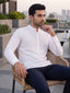 RAY LIGHT Men's Textured Dobby Cotton Short Kurta – Pure White
