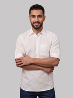 RAY LIGHT Men's Essential Solid Cotton Short Kurta – Sky Blue with Roll-Up Sleeves