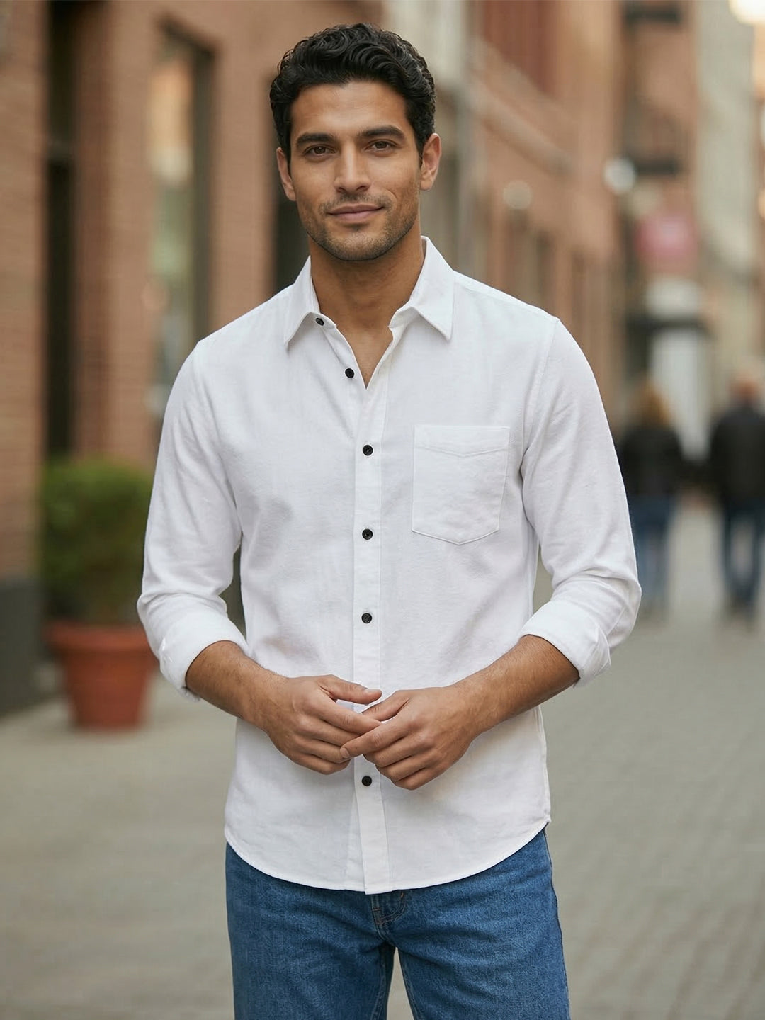 RAY LIGHT Men's Classic Core Solid Formal Shirt – Spread Collar with Functional Chest Pocket