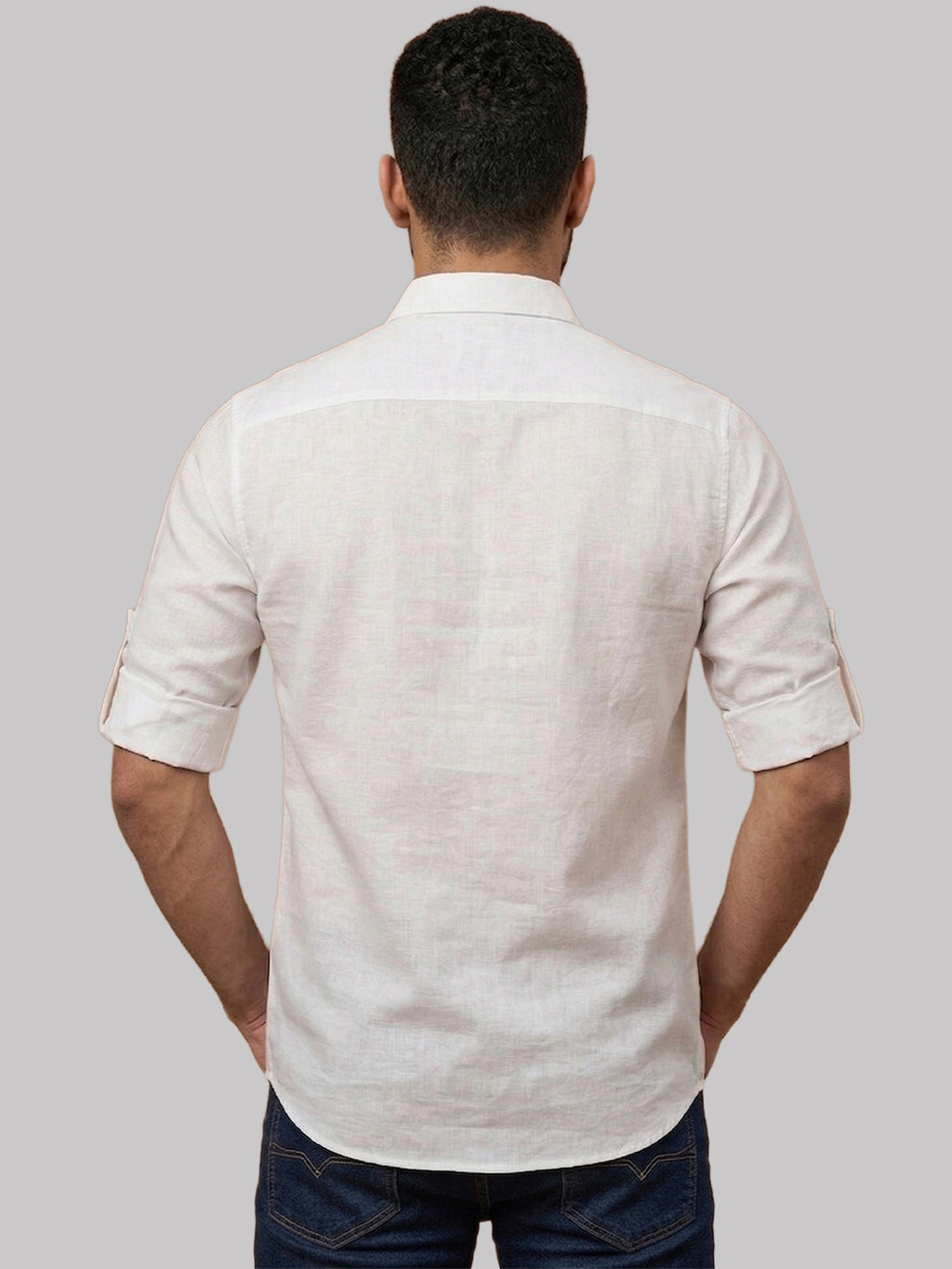RAY LIGHT Men's Essential Solid Cotton Short Kurta – Sky Blue with Roll-Up Sleeves