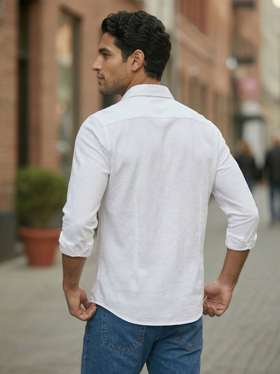 RAY LIGHT Men's Classic Core Solid Formal Shirt – Spread Collar with Functional Chest Pocket