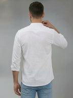 RAY LIGHT Men's Minimalist Solid Casual Shirt – Chinese Collar & Functional Chest Pocket