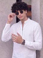 RAY LIGHT Men's Modern Zip-Neck Solid Cotton Short Kurta – Mustard Yellow