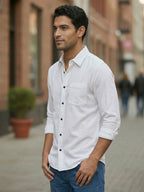RAY LIGHT Men's Classic Core Solid Formal Shirt – Spread Collar with Functional Chest Pocket