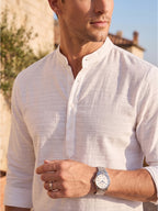RAY LIGHT Men's Textured Dobby Pure Cotton Short Kurta