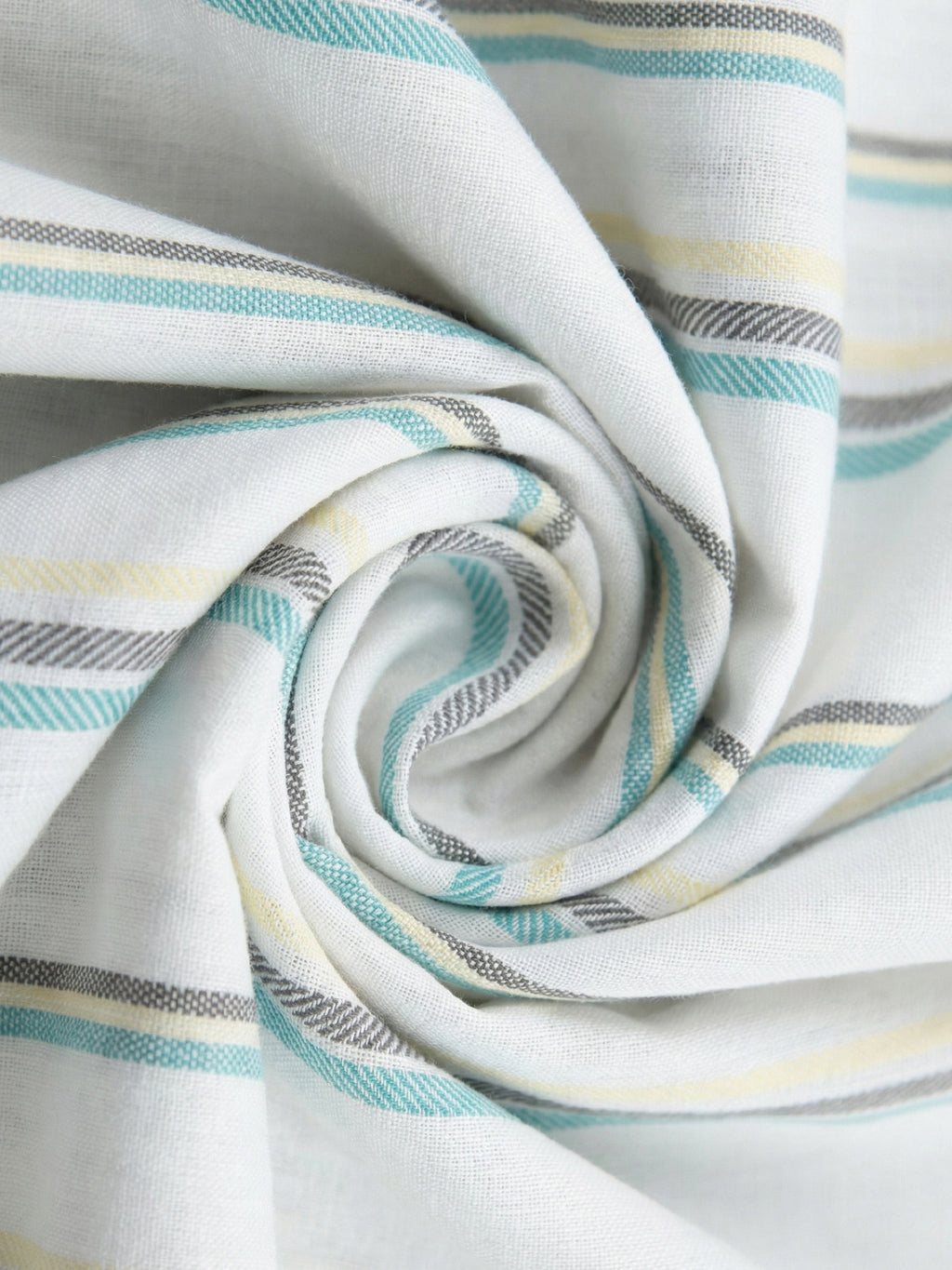 RAY LIGHT Men's Coastal Stripe Cotton Short Kurta – White with Teal & Beige Accents