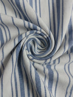 RAY LIGHT Men's Classic Vertical Stripe Cotton Short Kurta – White & Blue