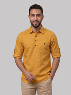 RAY LIGHT Men's Essential Solid Cotton Short Kurta – Sky Blue with Roll-Up Sleeves