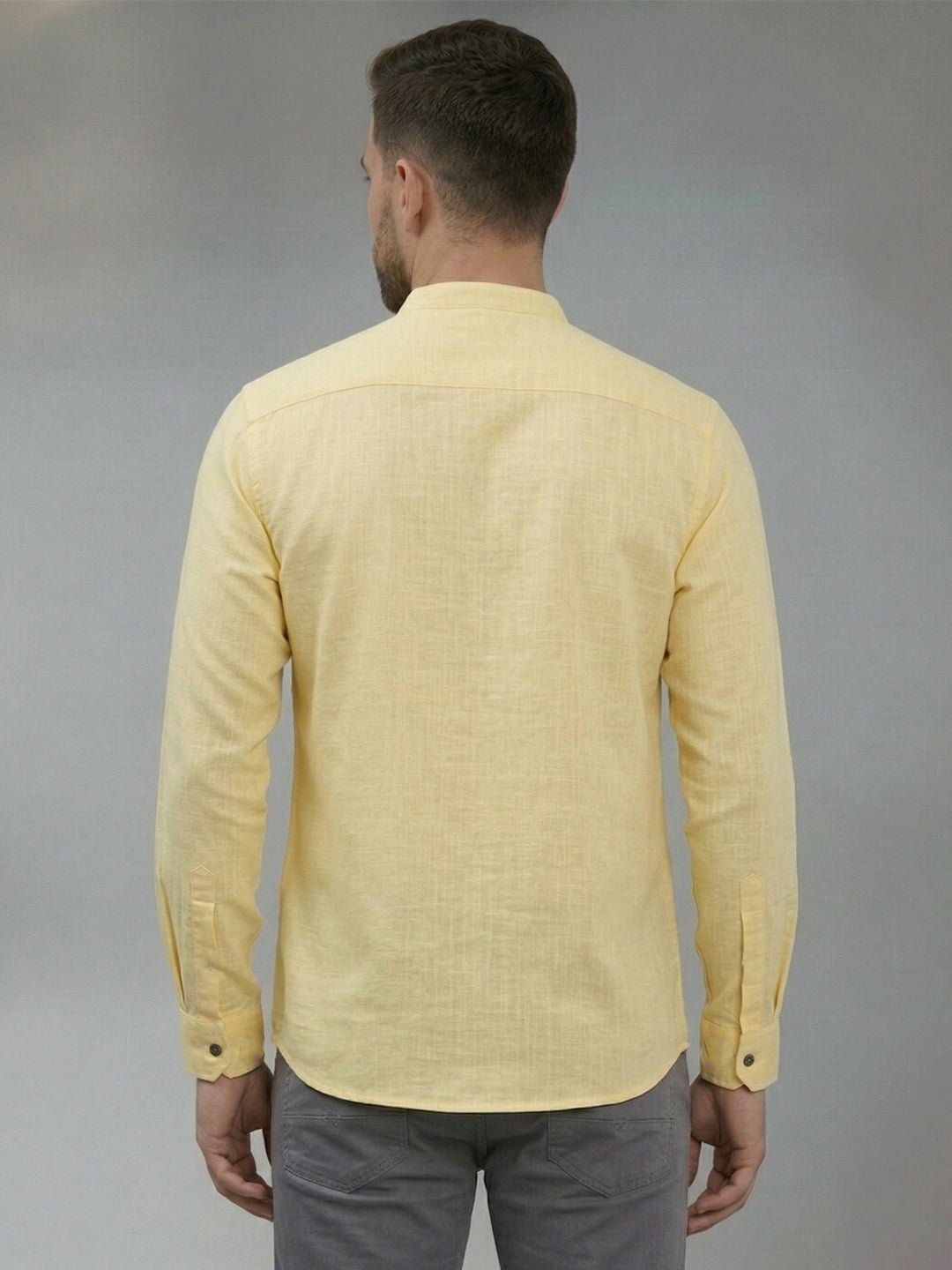RAY LIGHT Men's Minimalist Solid Casual Shirt – Chinese Collar & Functional Chest Pocket
