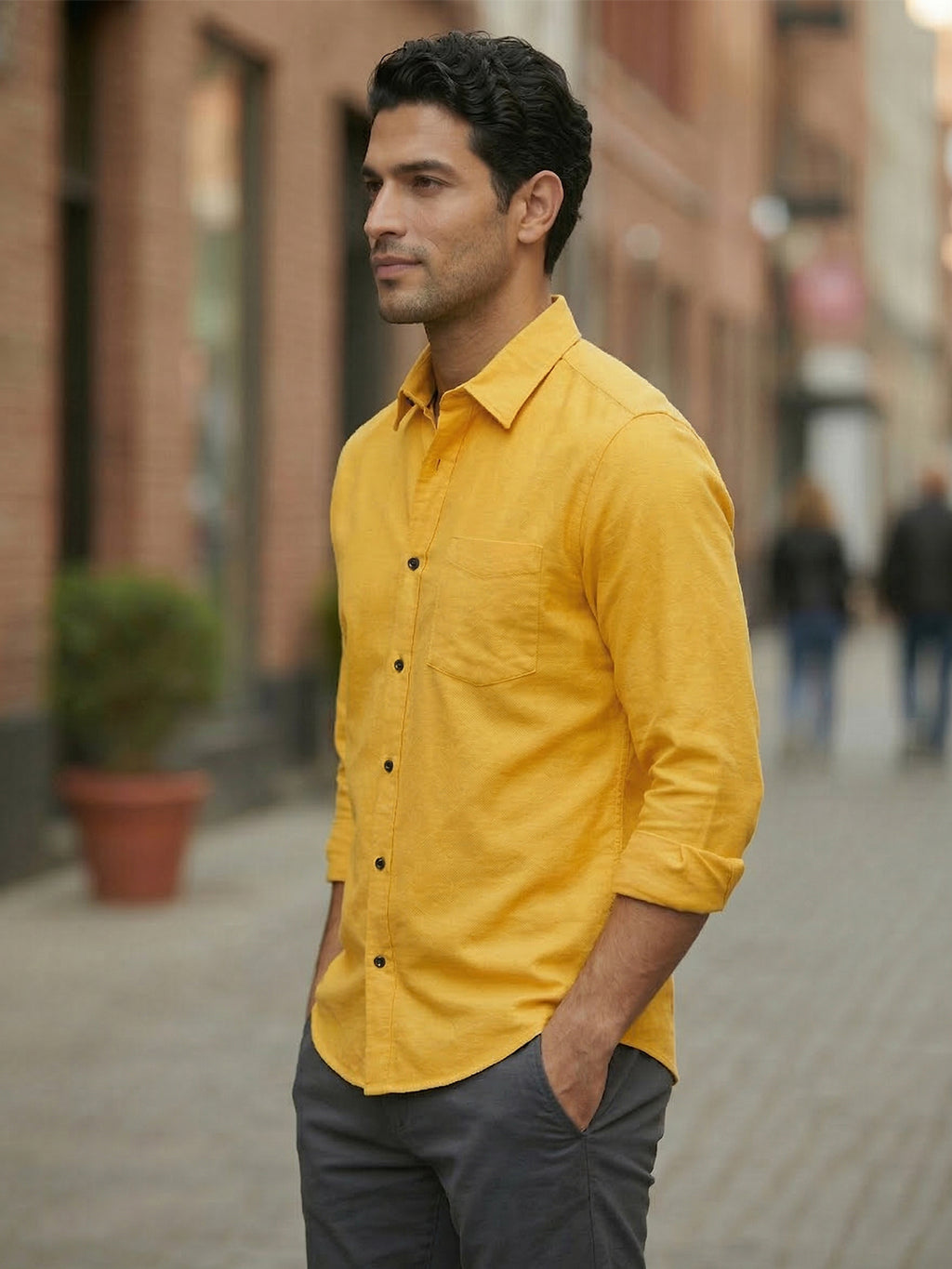 RAY LIGHT Men's Classic Core Solid Formal Shirt – Spread Collar with Functional Chest Pocket